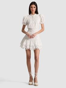 Alice and Olivia Loryn Embroidered Short Sleeve Shirt Dress