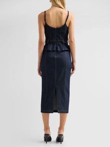 Cinq A Sept Cecilia Peplum-Waist Denim Midi Dress