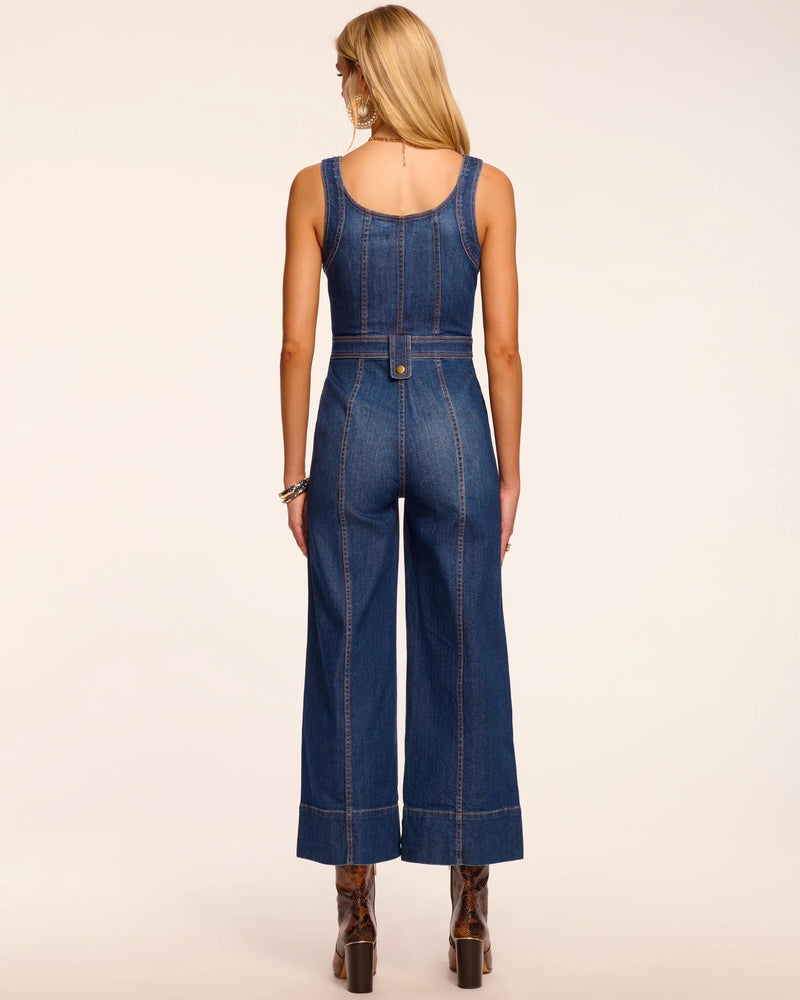 Ramy Brook Janet Cropped Wide Leg Denim Jumpsuit