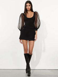 Alice and Olivia Jillianne Scoop Neck Puff Sleeve Bodysuit