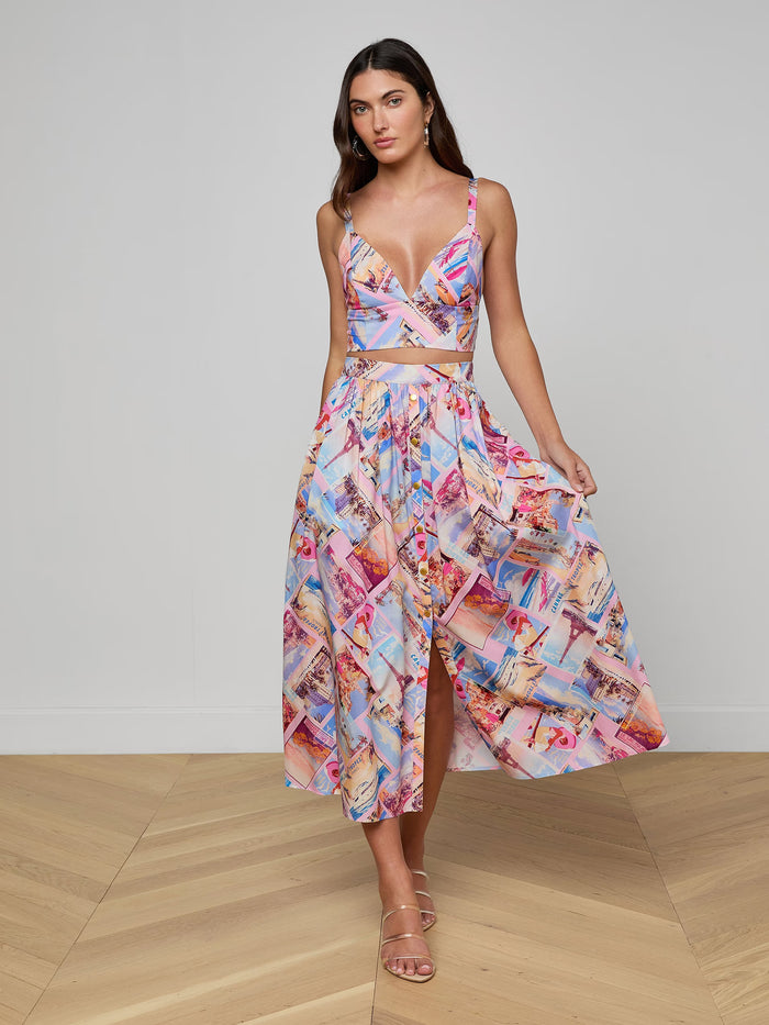 L’ Agence Seina Poplin Midi Skirt