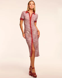 Ramy Brook Elijah Space Dye Knit Short Sleeve Midi Dress