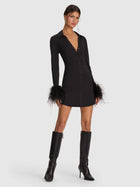 Alice and Olivia Freya Feather Button Down Dress