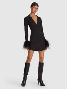 Alice and Olivia Freya Feather Button Down Dress
