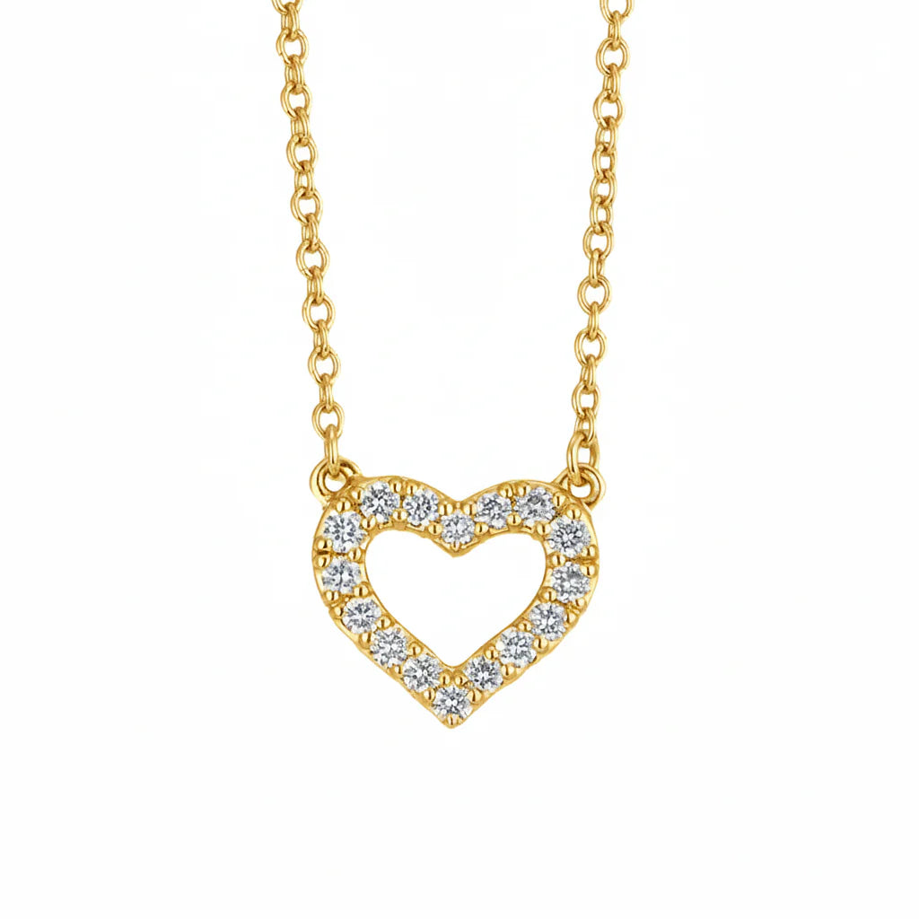 Genesis Jewelry Medium Heart of Gold Diamond Necklace