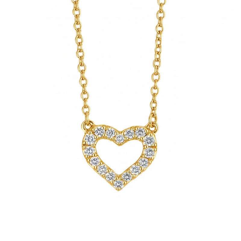 Genesis Jewelry Medium Heart of Gold Diamond Necklace