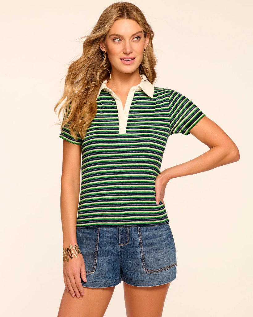 Ramy Brook Avalon Ribbed Knit Polo Top