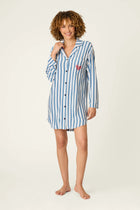 Pj Salvage Soiree Dreams Blue Stripe Nightshirt