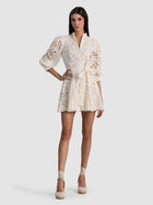 Alice and Olivia Lucy Embroidered L/S Mini Shirt Dress