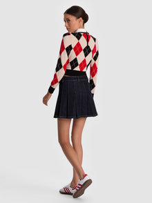 Alice and Olivia Suzie Denim Pleated Mini Skirt