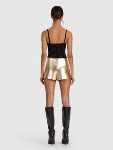 Alice and Olivia Mace H/R Vegan Leather Mini Skort