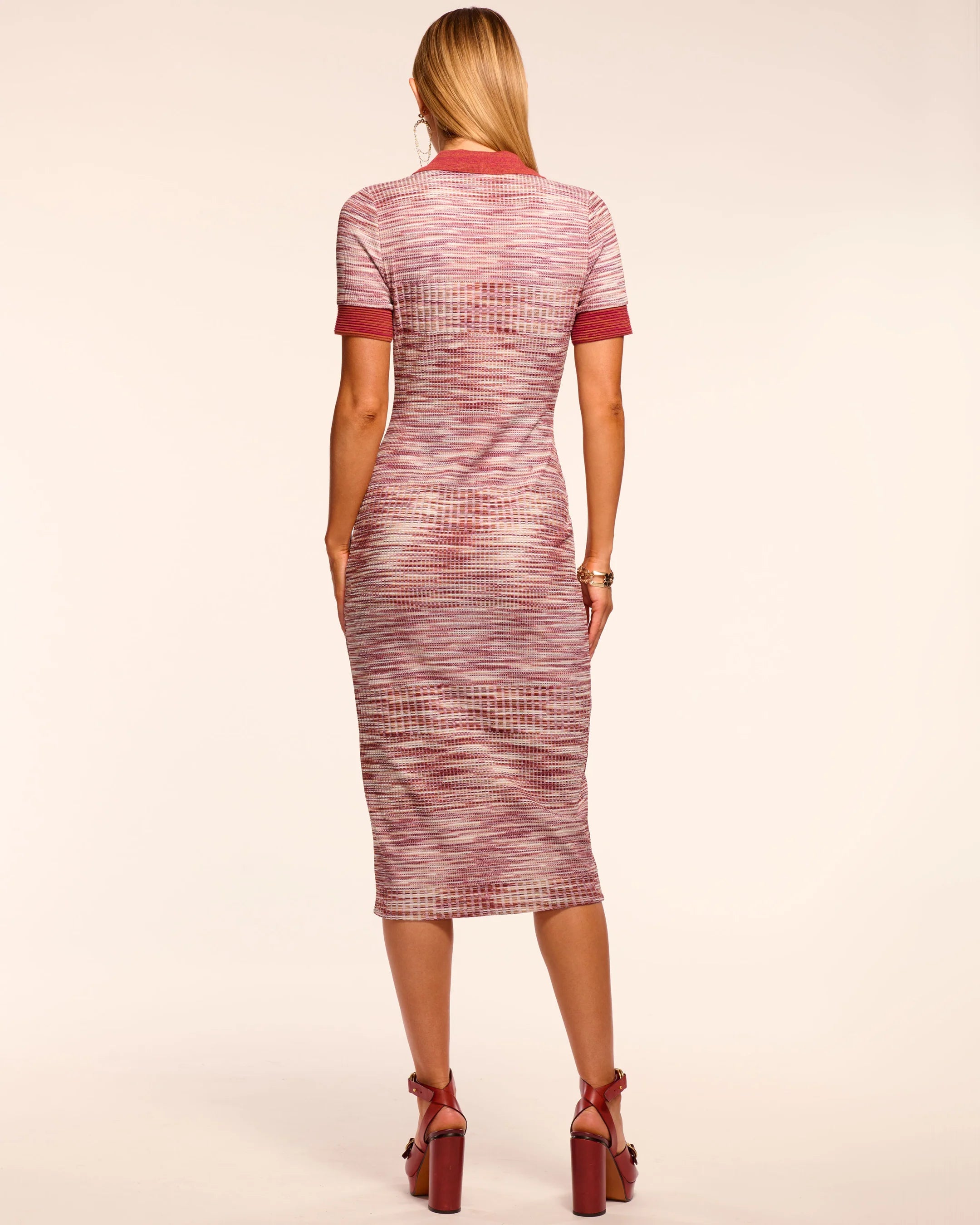 Ramy Brook Elijah Space Dye Knit Short Sleeve Midi Dress