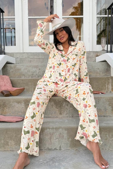 PJ Salvage Saddle Up Western Print Long Sleeve PJ Set