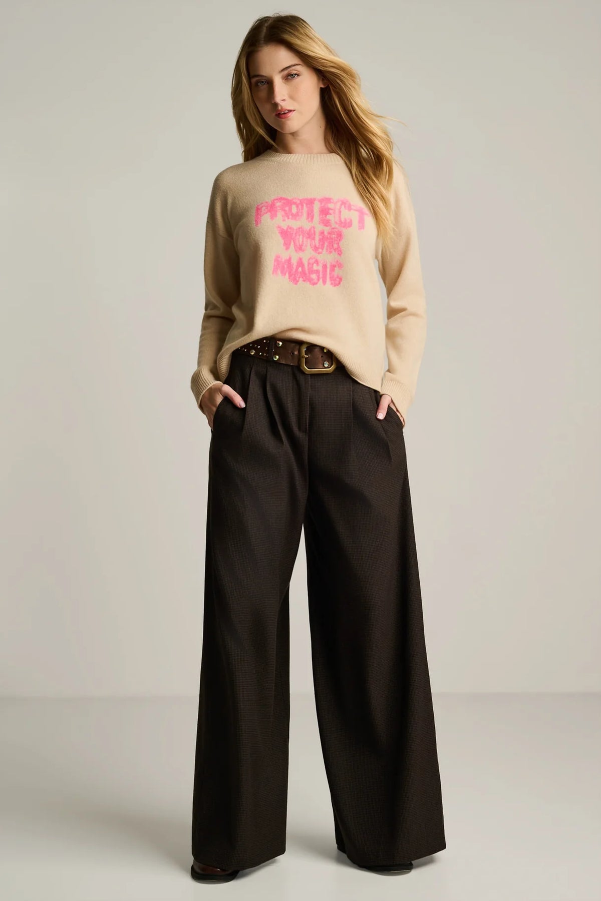 Lisa Todd PROTECT YOUR MAGIC CASHMERE SWEATER
Latte