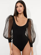 Alice and Olivia Jillianne Scoop Neck Puff Sleeve Bodysuit