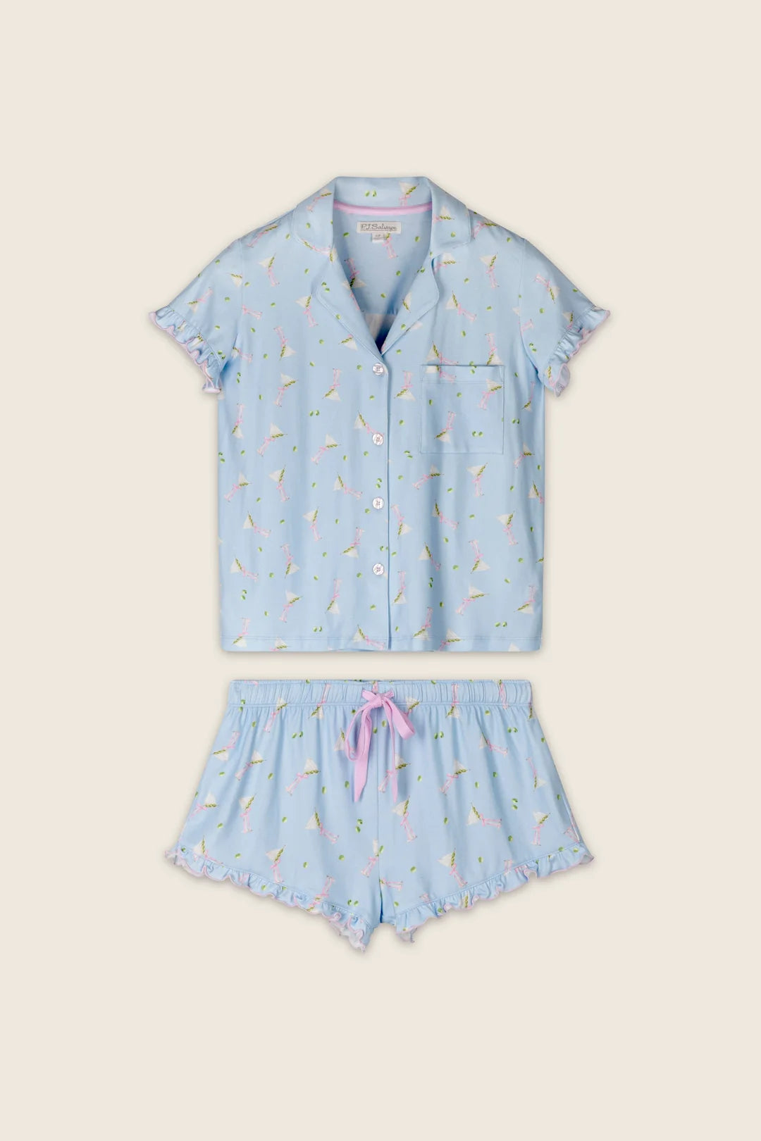 Pj Salvage Olive You Martini Print Short PJ Set