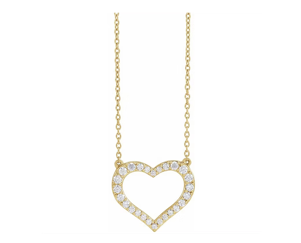 Genesis Jewelry Large Heart of Gold Diamond Necklace
