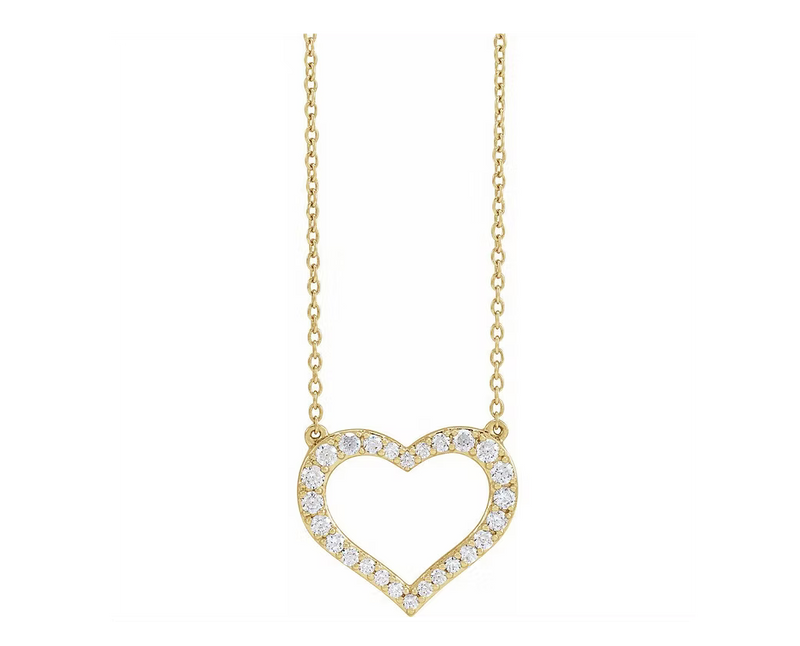 Genesis Jewelry Large Heart of Gold Diamond Necklace