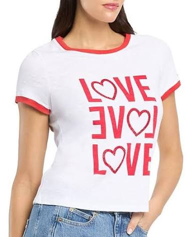 Cinq A Sept Rhinestone  Love Shrunken Ridge Tee