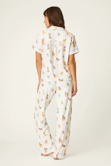 PJ Salvage Meet Me in Pawris Dog Print 3-Piece PJ Set