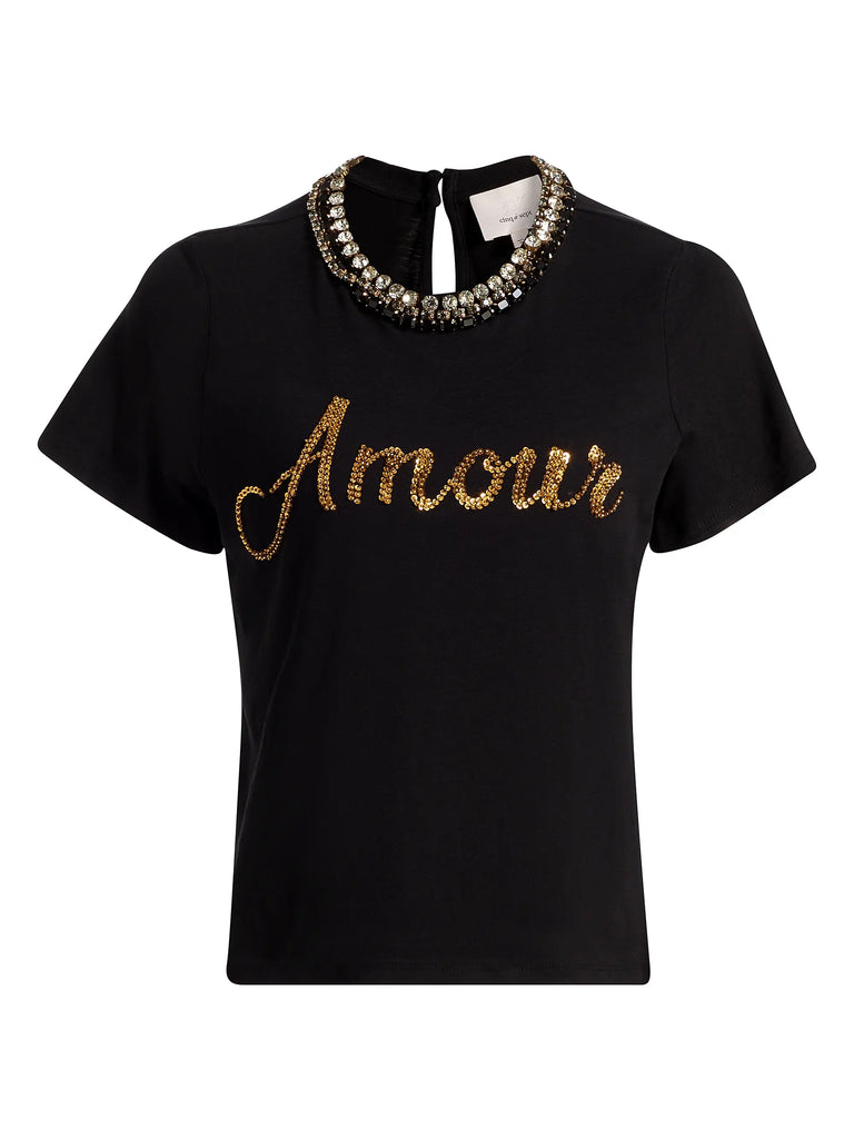 Cinq A Sept Crushed Sequin Loveletter Brandy Pullover Tee