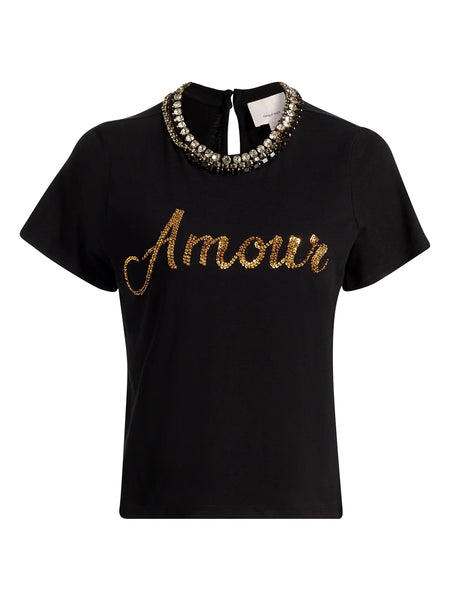 Cinq A Sept Crushed Sequin Loveletter Brandy Pullover Tee