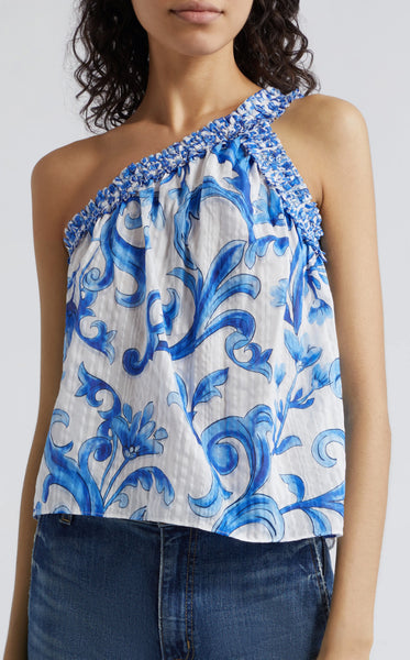 Ramy Brook Florence Print One-Shoulder Top