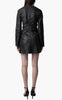 Zadig and Voltaire Rixina Cuir Froisse Long Sleeve Crinkled Leather Minidress