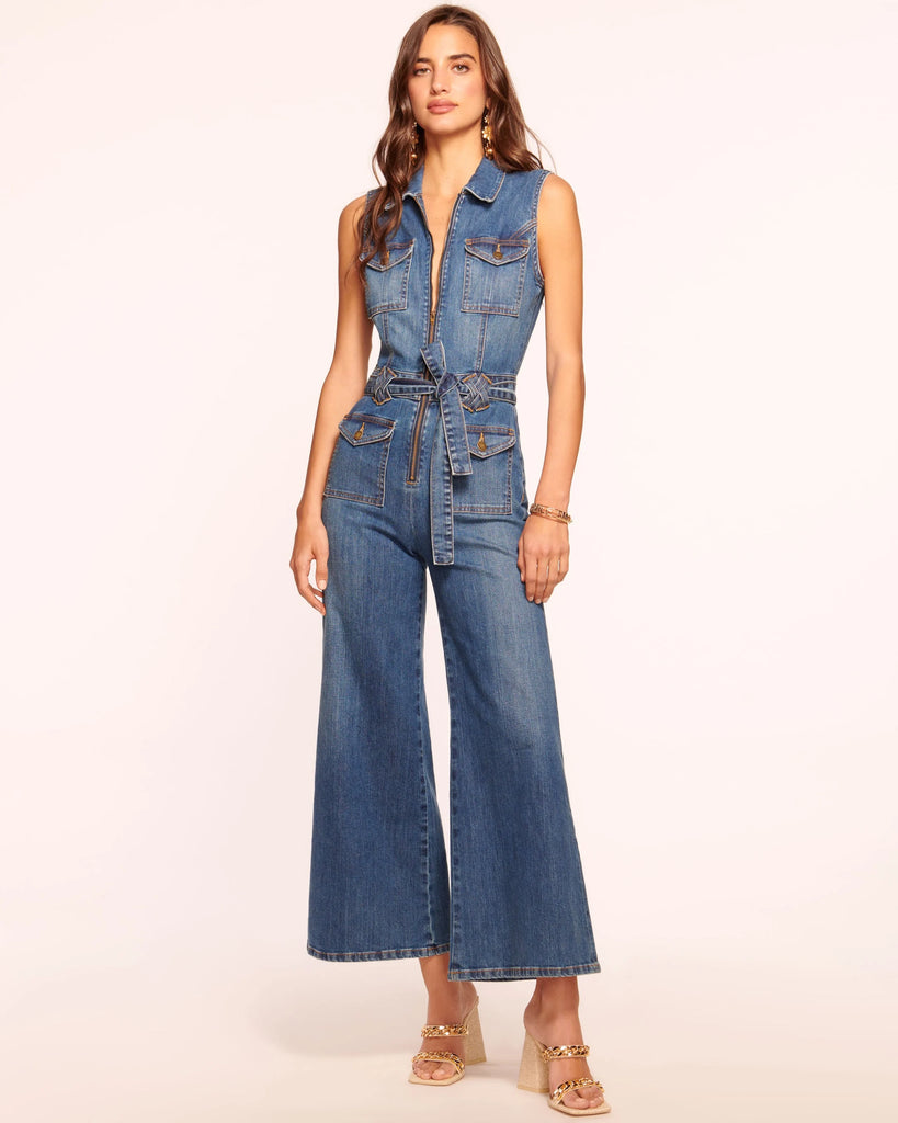 Ramy Brook Bell Cropped Denim Jumpsuit