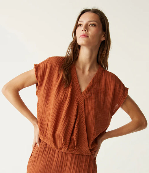 Michael Stars Evie Gauze Faux Wrap Top