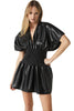 Misa Mounia Dress- Black Vegan Leather