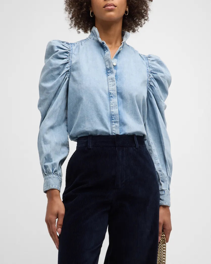 Frame The Gillian Denim Long-Sleeve Top