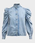 Frame The Gillian Denim Long-Sleeve Top