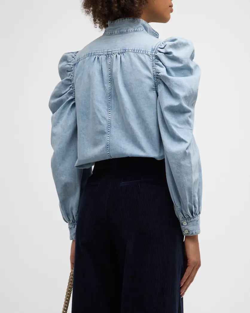 Frame The Gillian Denim Long-Sleeve Top