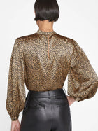 Frame Shirred Mock Neck Blouse