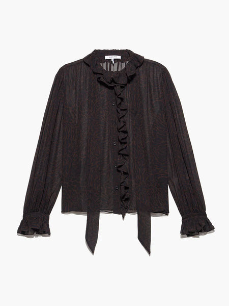 Frame Ruffle Front Button Up Shirt