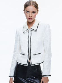 Alice and Olivia Kidman Pearl Collar Boxy Jacket