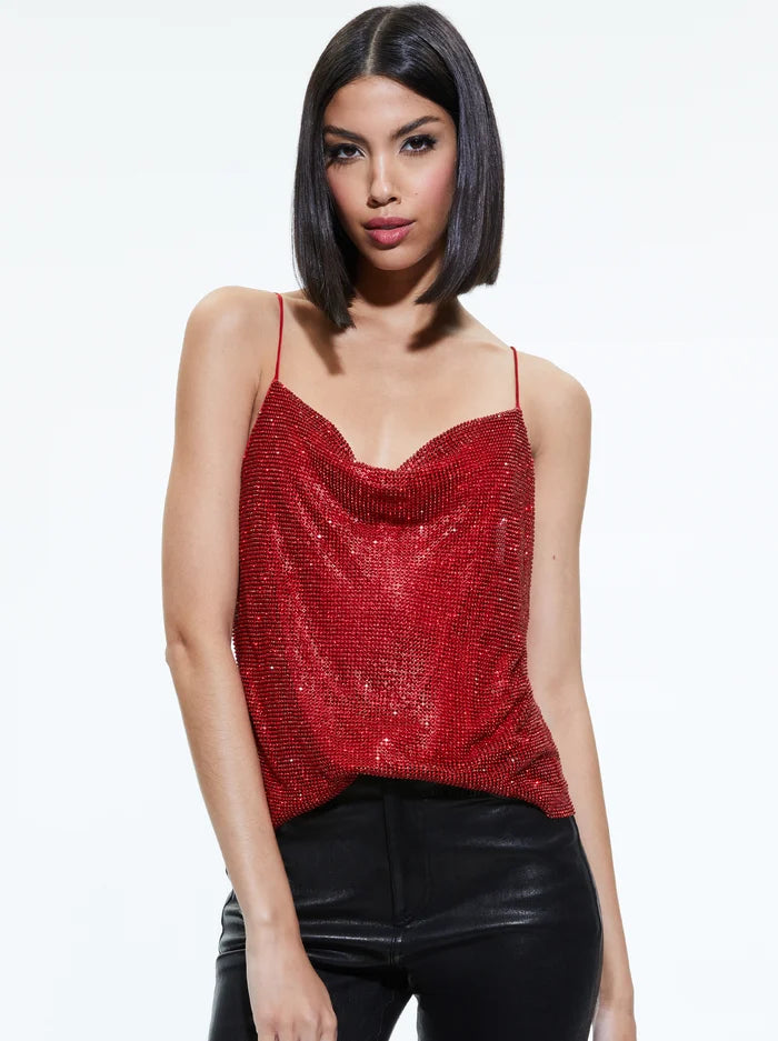 Alice and Olivia Harmon Crystal Chainmail Tank