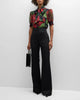 Alice and Olivia Brentley Tie-Neck Puff-Sleeve Blouse