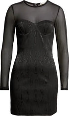 Alice and Olivia Takako Mesh Long Sleeve Minidress