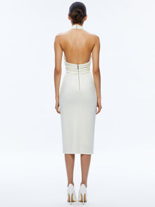Alice and Olivia Suellen Twist Neck Halter Midi Dress
