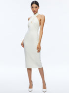 Alice and Olivia Suellen Twist Neck Halter Midi Dress