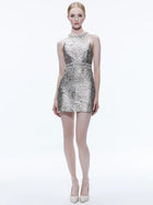 Alice and Olivia Dru Crew Neck Mini Dress