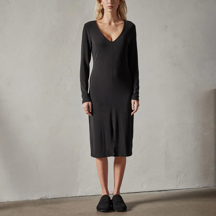 James Perse Split V Neck Jersey Shift Dress