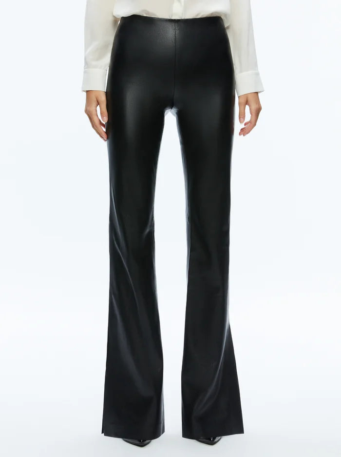 Alice and Olivia TINA VEGAN LEATHER SPLIT HEM PANT