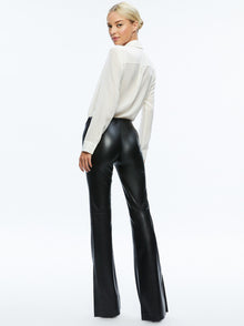 Alice and Olivia TINA VEGAN LEATHER SPLIT HEM PANT