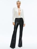 Alice and Olivia TINA VEGAN LEATHER SPLIT HEM PANT