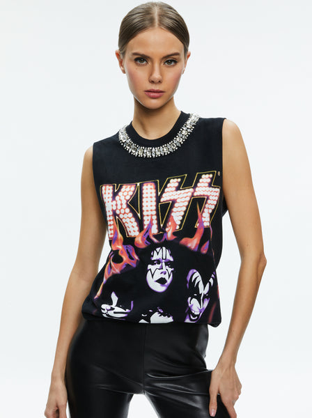 Alice and Olivia Kiss Miller Embellished Muscle Tank