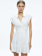 Alice and Olivia Mila Deep V-Neck Twist Front Mini Dress