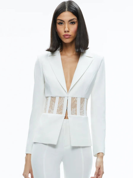 Alice and Olivia Alexia Sheer Fitted Corset Blazer